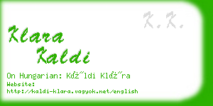 klara kaldi business card